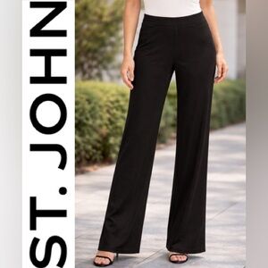 St. John Caviar Collection Black Knit Pants Straight Leg Size 6